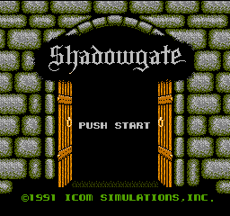 Shadowgate title screen for NES